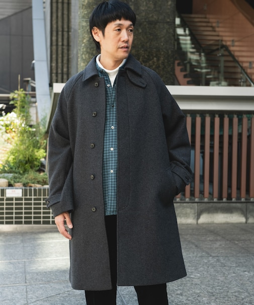 ウールメルトンステンカラーコート