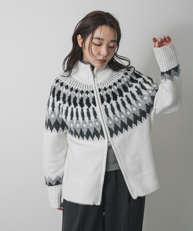 『洗濯可』ノルディックジップセーター