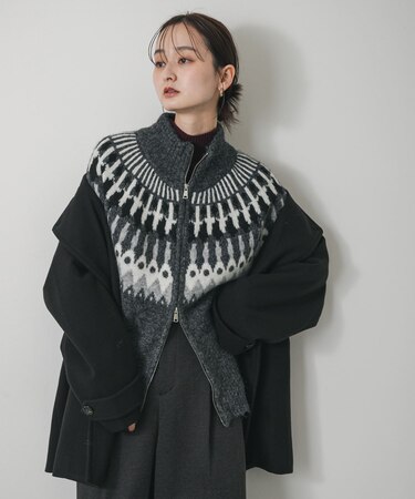 『洗濯可』ノルディックジップセーター