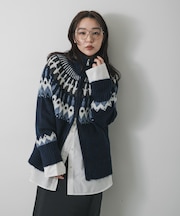 『洗濯可』ノルディックジップセーター