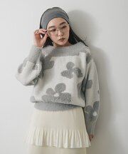 フラワージャガードニット