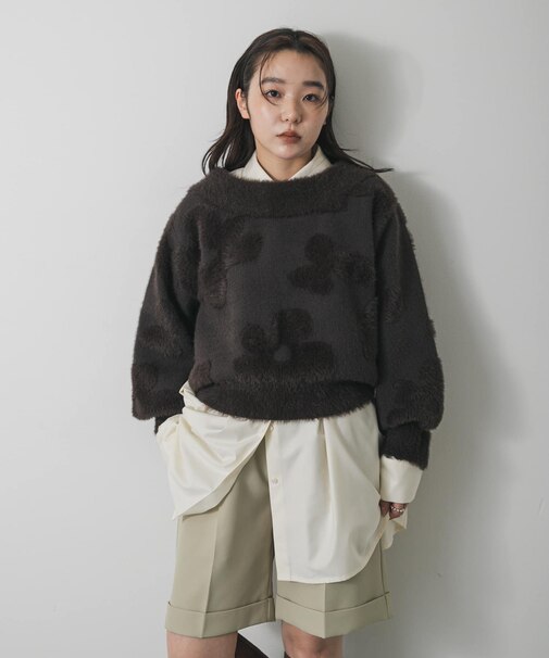 フラワージャガードニット