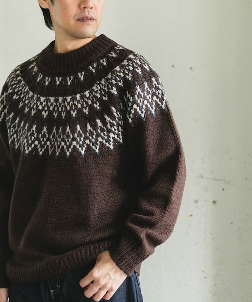 求心柄モックネックニット