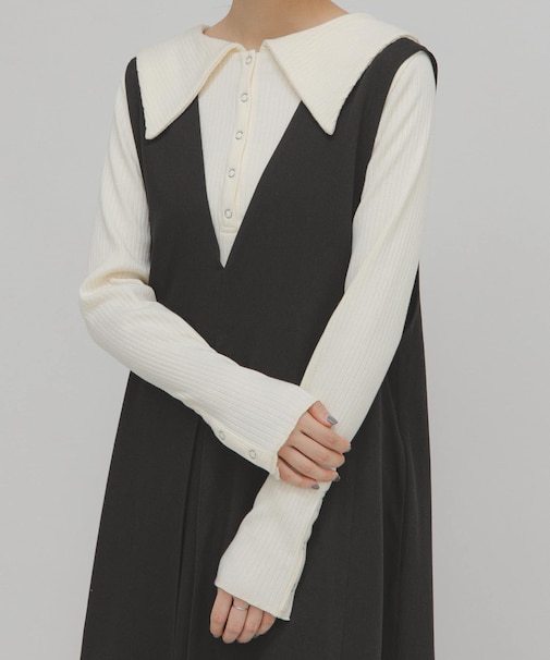 セーラーカラーリブカットソー