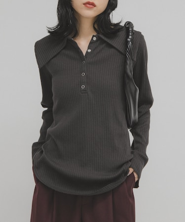 セーラーカラーリブカットソー