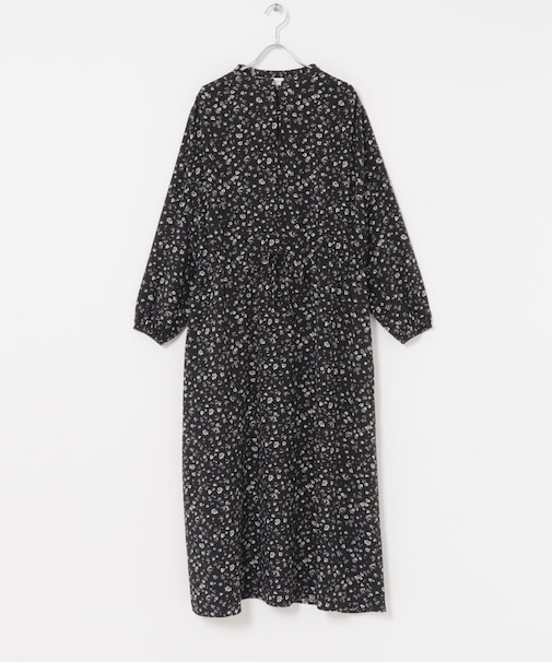 小花柄ドロストワンピース