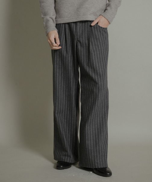 ウールブレンドカーブポケットストレートパンツ