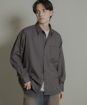 ニュアンスチェックロングスリーブネルシャツ