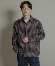 ニュアンスチェックロングスリーブネルシャツ