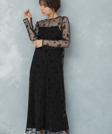 kaene　フロッキーベロア2wayドレス