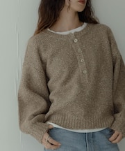 ヘンリーネックニットプルオーバー