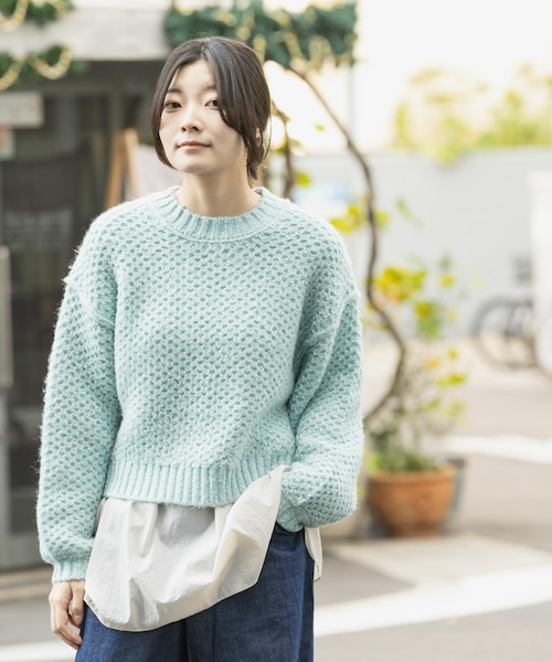 セットアップ対応】モールヤーンタートルニットプルオーバー｜ミラ