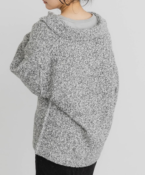 鹿子編みスキッパー衿ニット