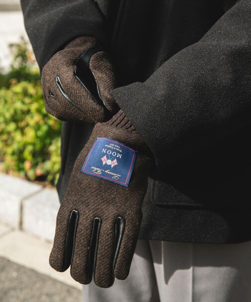 MOONツイードレザーグローブ