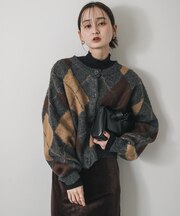 アーガイルニットカーディガン