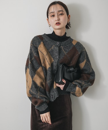 アーガイルニットカーディガン