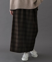 FORK&SPOON　チェックストレートスカート