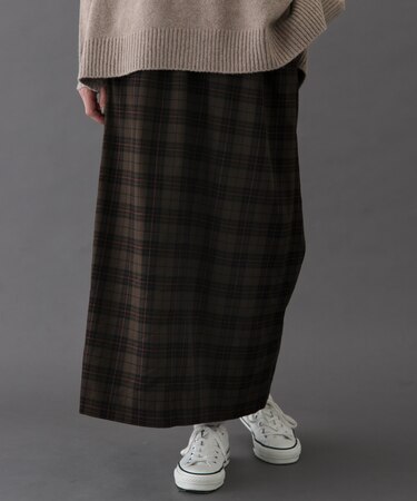 FORK&SPOON　チェックストレートスカート