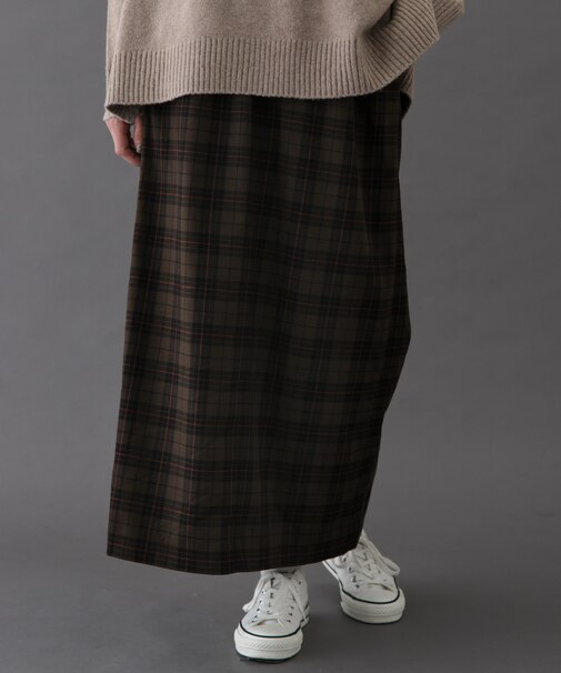 FORK&SPOON　チェックストレートスカート
