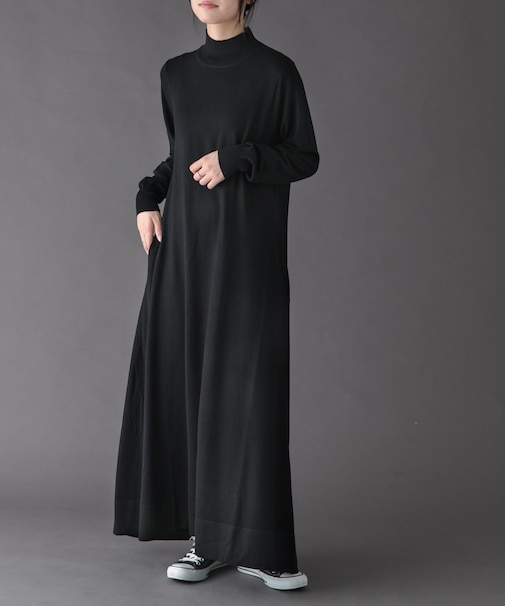 FORK&SPOON　ハイネックフレアニットワンピース