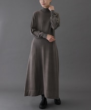 FORK&SPOON ハイネックフレアニットワンピース