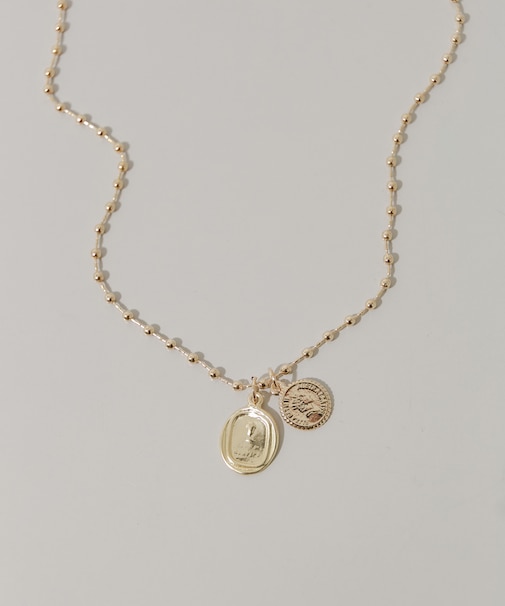 コインチャームボールチェーンネックレス