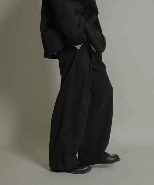 ジャージメルトンタックワイドパンツ