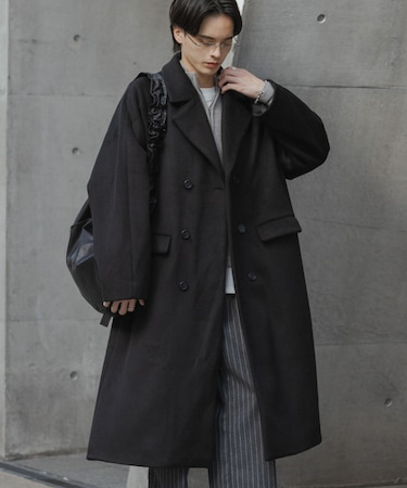ウールブレンドダブルロングコート