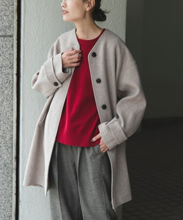 FORK&SPOON　ウールノーカラーコート