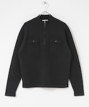 『洗濯可』ダブルポケットハーフジップニット