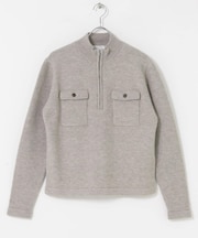 『洗濯可』ダブルポケットハーフジップニット