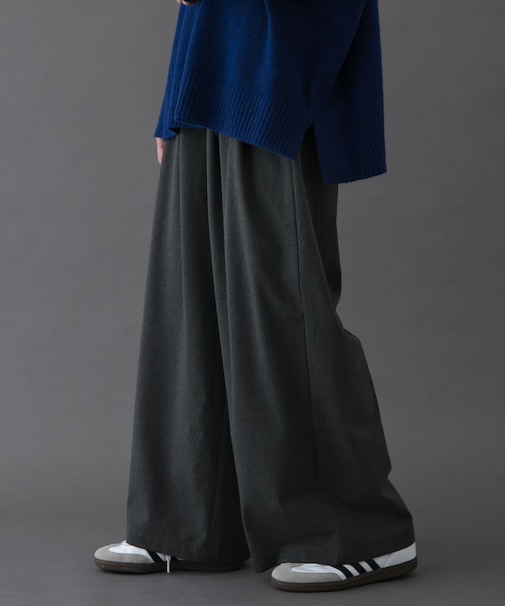 FORK&SPOON　ウールライクツータックワイドパンツ