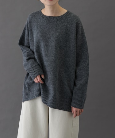 FORK&SPOON　コットンブレンドチュニックニット