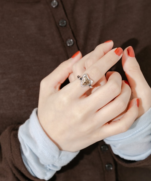 ヴィンテージチックメタルハートリング