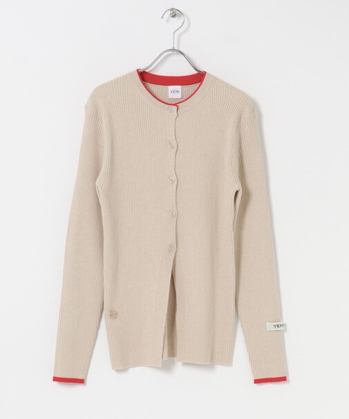 YENN　WOOL RIB CREW CARDIGAN