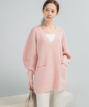 アルパカ混カーブスリーブVネックプルオーバー
