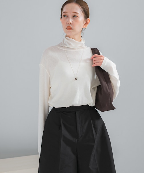 コットンカシミヤハイネックカットソー