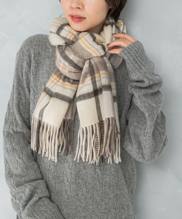 カシミヤチェックストール