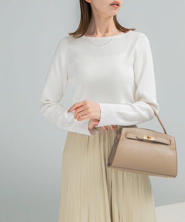 シルク混スリットスリーブリブニット