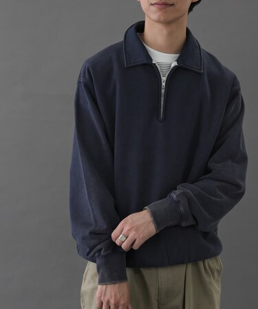 FORK&SPOON サンブリーチハーフジップスウェット