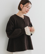 F by ROSSO ペプラムボリュームスリーブカーディガン