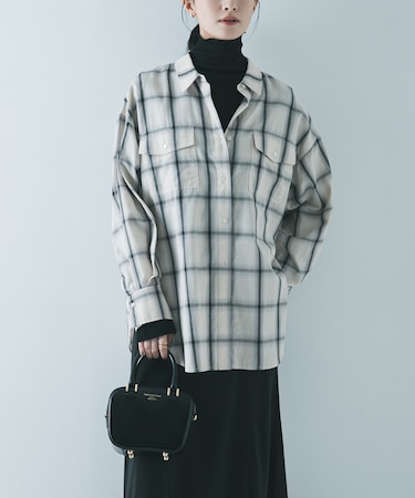 オンブレーチェックオーバーシャツ