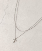 ステンレスクロストップレイヤードネックレス