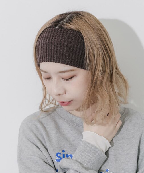 リブニットワイドヘアバンド