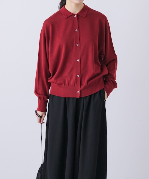 ウールポロニットカーディガン