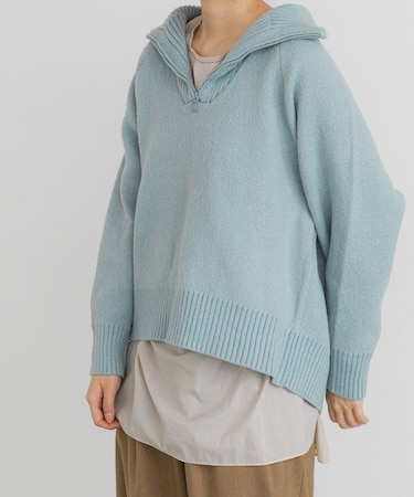 プレーティングハーフジップニットプルオーバー