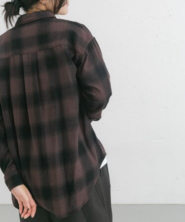 製品染オンブレーチェックシャツ