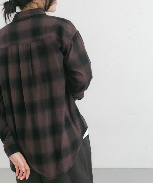 製品染オンブレーチェックシャツ