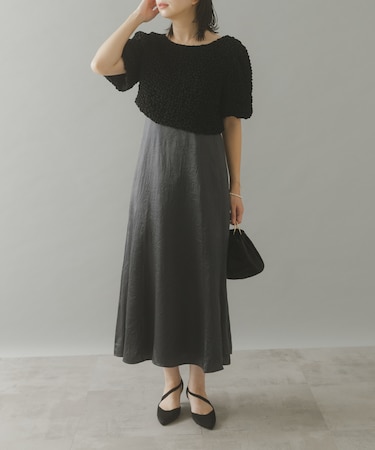 kaene　シャーリングシフォンブラウスセットドレス