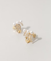 パールビジューフリンジイヤリング